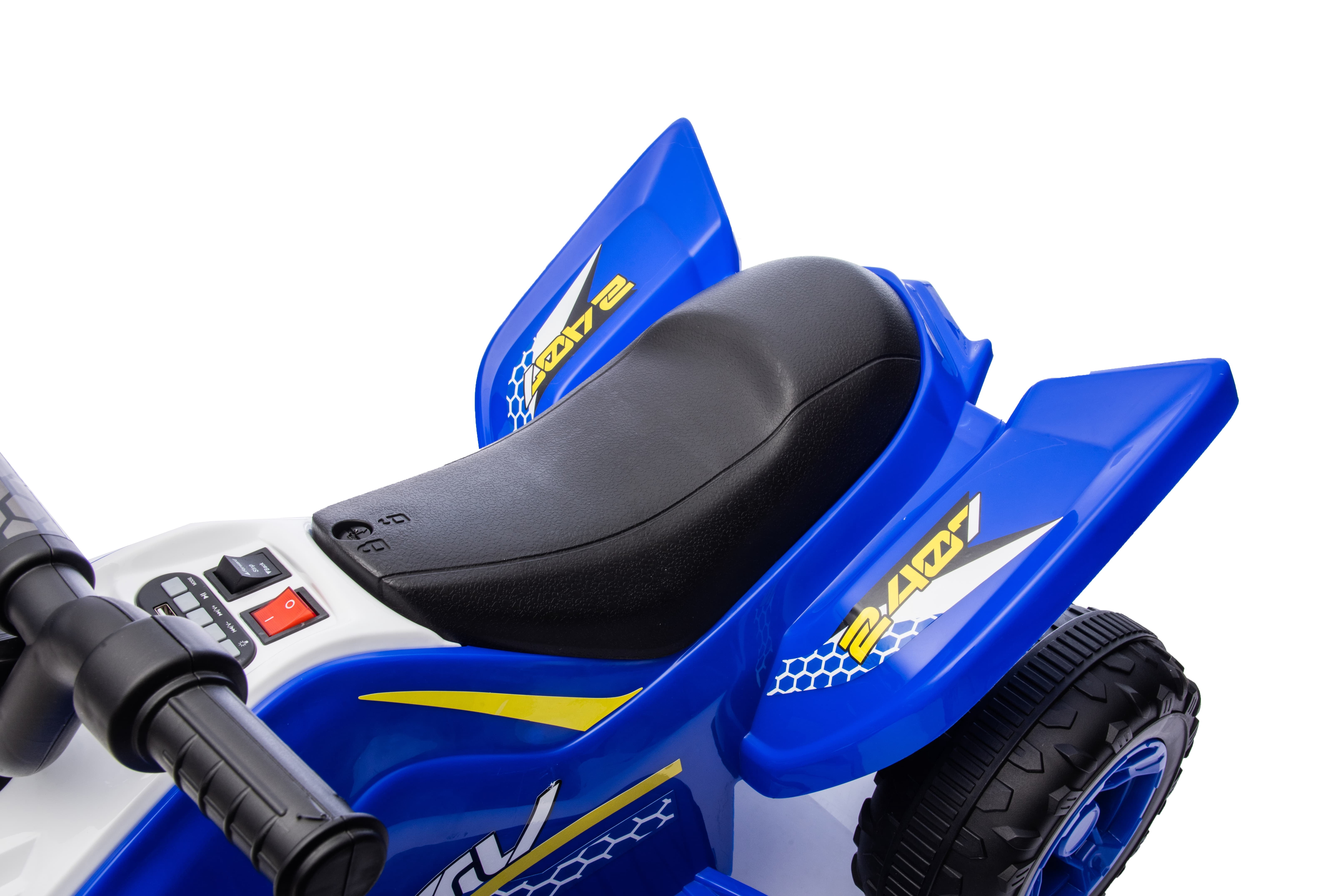 12V Kids Electric ATV W/Parents Control,One-button Slow start,High and Low Speed,Power display,LED lights,Bluetooth Music,4 Wheeler Quad,Load capacity 100lbs for Yr 3-6 boy&girl First Car Gift (Blue)