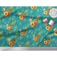 thumbnail image 2 of Soimoi Green Poly Georgette Fabric Triangle & Pine Fruits Printed Fabric 1 Yard 52 Inch Wide, 2 of 5