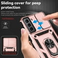 thumbnail image 4 of for Samsung Galaxy S21 FE 5G Case with Camera Lens Cover HD Screen Protector, Military-Grade Drop Tested Magnetic Ring Holder Kickstand Protective Phone Case for Samsung Galaxy S21 FE 5G (Rose Gold), 4 of 17