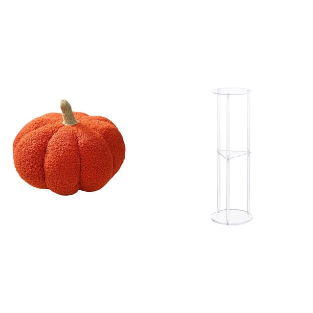 Almohadas de calabaza de Halloween,Almohadas de calabaza de Halloween Decoración del hogar Suave,Mesa auxiliar redonda,Mesa auxiliar redonda de acrílico transparente de 3 niveles para sala de