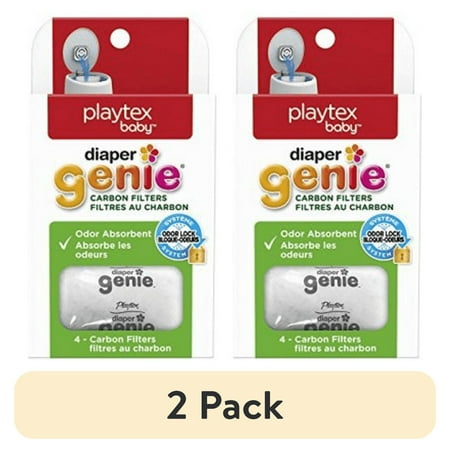 (2 pack) Playtex Baby Diaper Genie Carbon Filter Refill for Diaper Pails, 4 Carbon Filters, Plastic, Infant