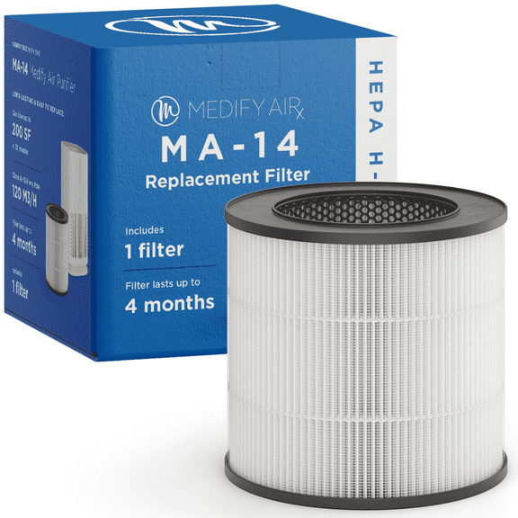Medify MA-14 Genuine Replacement Filter for MA-14 Purifiers | Smoke, Dust, Odors, Pet Dander | 3 in 1 with Pre-filter, HEPA H13 and Activated Carbon | Removal of 0.1 to 0.3 Microns | 1-Pack