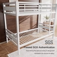 thumbnail image 4 of Honfach Metal Bunk Bed Twin Over Twin, Heavy Duty Metal Bed with Ladder and High Guardrail, Under-Bed Storage Space, No Box Spring Needed, Noise Free,White, 4 of 7