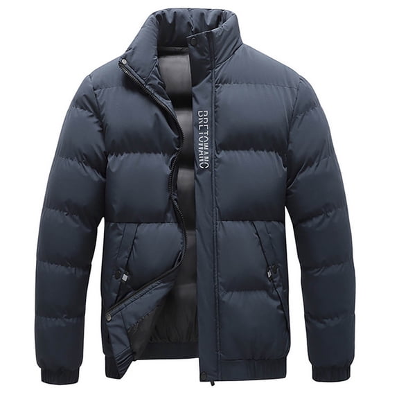 Men's Puffer Jacket Waterproof Winter Parka Jackets Warm Thicken Ski Coat Quilted Insulated Bubble Jacket Blue L