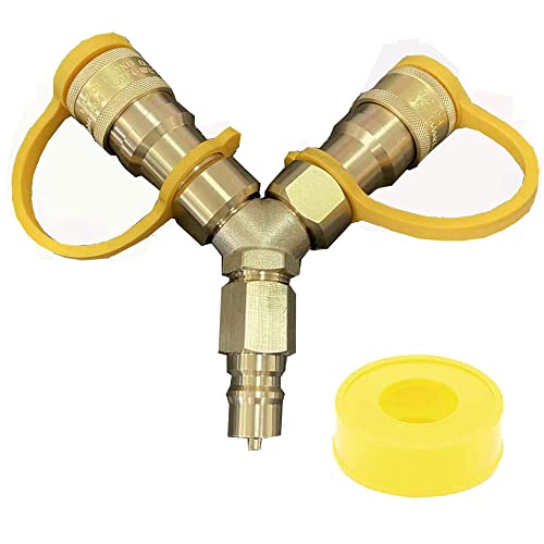 HHXS 3/8 Inch YSplitter Natural Gas Quick Connect/Disconnect Adapter