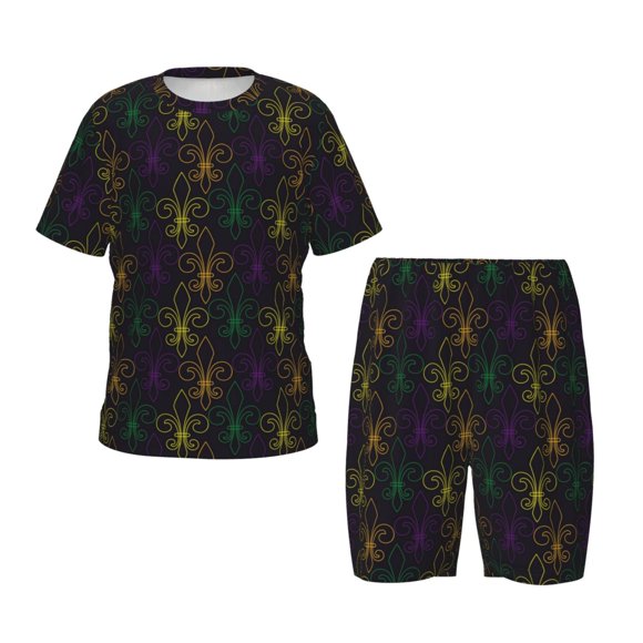 Balery Mardi Gras Carnival Conjunto de Pijama Infantil de Manga Corta con Estampado – Ropa de Dormir de Algodón Suave-4X-Large