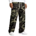 thumbnail image 2 of Dresfit Men's Wide Leg Sweatpants Camo Baggy Pants 2026 Waffle Knit Drawstring Textured Joggers Sumemr Lounge Knitted Solid Slacks with Pockets Army Green 2XL, 2 of 7