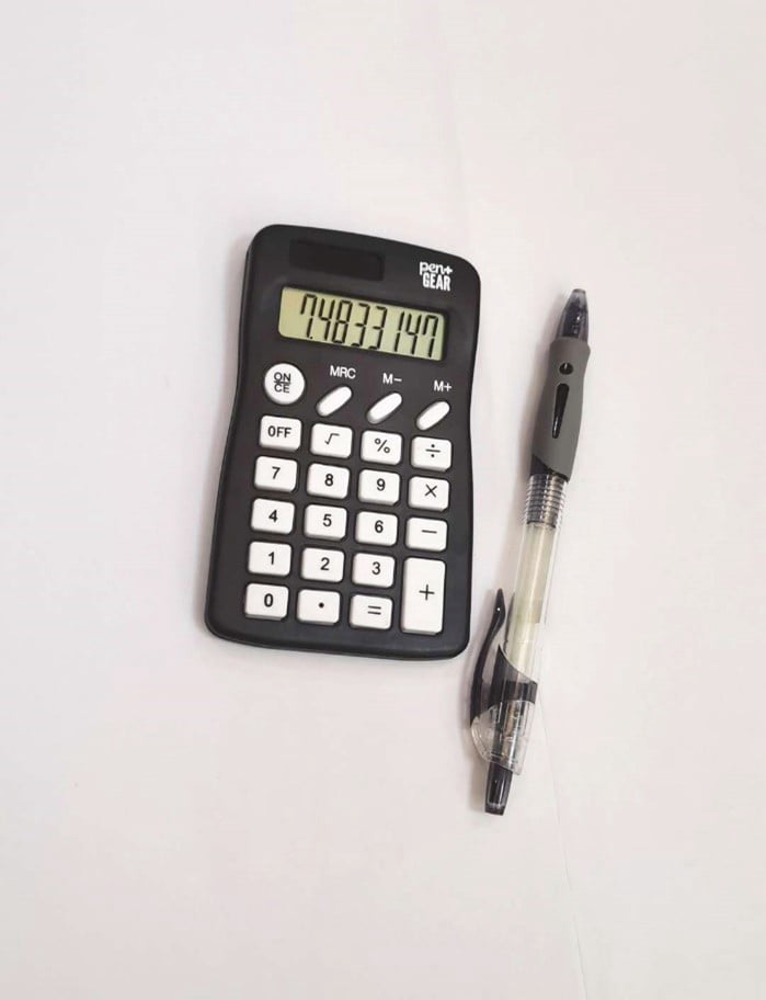 Pen+Gear Mini 8-Digit Handheld Calculator, Black, Solar Powered