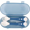 thumbnail image 1 of Ensemble de Vaisselle pour Bébé 2 Pcs Fourchette Cuillère Portable pour Nourrisson Cadeau Multiangle (Bleu), 1 of 3