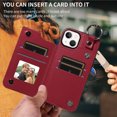 thumbnail image 4 of iPhone 13 Case ,Card Slots Leather Wrist Strap Phone Cover for iPhone 13, 4 of 5