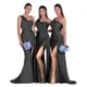 thumbnail image 1 of Vestido de dama de honor personalizado de un hombro para mujer, vestido de fiesta de sirena de satén plisado, vestidos de noche de fiesta de boda con abertura lateral larga, 1 of 5