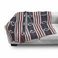 thumbnail image 3 of Nautical Soft Flannel Fleece Throw Blanket, Vertical Borders Stripes Maritime Theme Steering Wheel and Anchor Pattern, Cozy Plush for Indoor and Outdoor Use, 60" x 80", Indigo Red White, by Ambesonne, 3 of 6