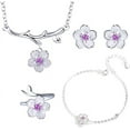 thumbnail image 4 of 925 Sterling Silver Jewelry Sets Romantic Cherry Blossoms Flower Necklace+Earrings+Ring+Bracelet For Women Gift, 4 of 4