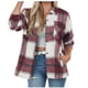 thumbnail image 2 of Pntutb Mujer Casual Suelto A Cuadros Impreso Manga Larga Vintage Solapa Lana Abrigo Flash Selecciones Pntutb Pntutb-6123, 2 of 9