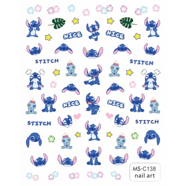 Pegatinas de dibujos animados de Disney para uñas, Stitch, suministros de Arte de uñas, Mickey, Minnie, Pato Donald, pegatinas 3D, calcomanías de decoración de uñas