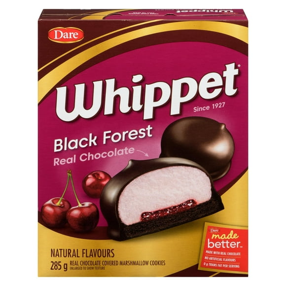 Biscuits guimauves Whippet enrobés de chocolat forêt noire, Dare 285g