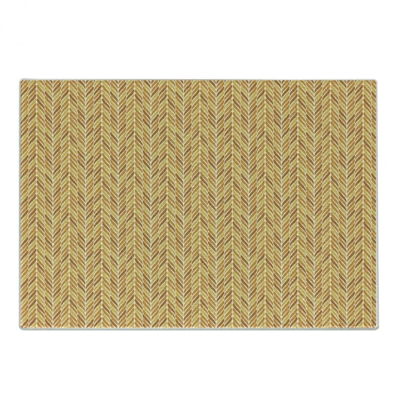 Orange and Yellow Cutting Board, Continuous Abstract Pattern of Leaf Like Motif in Monochrome, Decorative Tempered Glass Cutting and Serving Board, in 3 Sizes, by Ambesonne