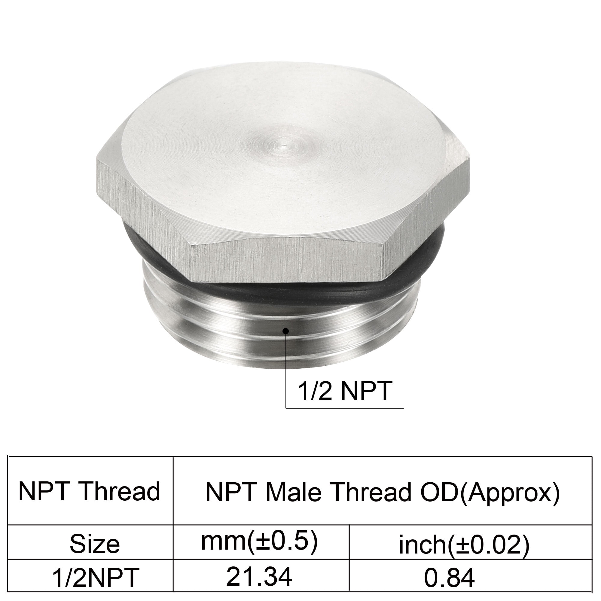 Unique Bargains Male Plug Stainless Steel Thread Hex Head Socket Pipe Fitting 1 24x14mm