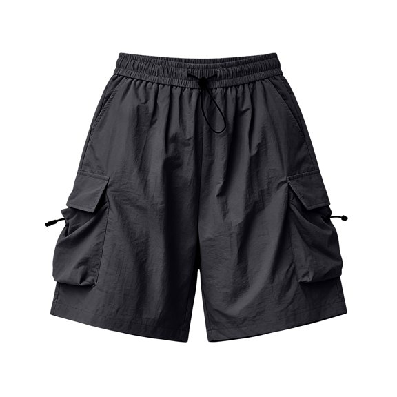 iHPH7 Women's Cargo Shorts Baggy Parachute Shorts with Pockets Elastic Waist Drawstring Summer Casual Y2k Streetwear Lightweight Hiking Athletic Bottoms Black L