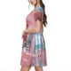 thumbnail image 2 of Fotbe Pastel Pink Beach Cafe Vestido Largo de Moda para Mujer, Vestido Tipo Camiseta con Manga Corta y Estilo Casual a Rayas y Bloques de Color, 2 of 6