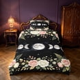 thumbnail image 2 of Homewish Chic Flower Floral Twin Duvet Cover for Girls, Moon Phase Stars Twin Bedding, Black Reversible 2pcs, 1 Duvet Cover and 1 Pillowcase, 2 of 5