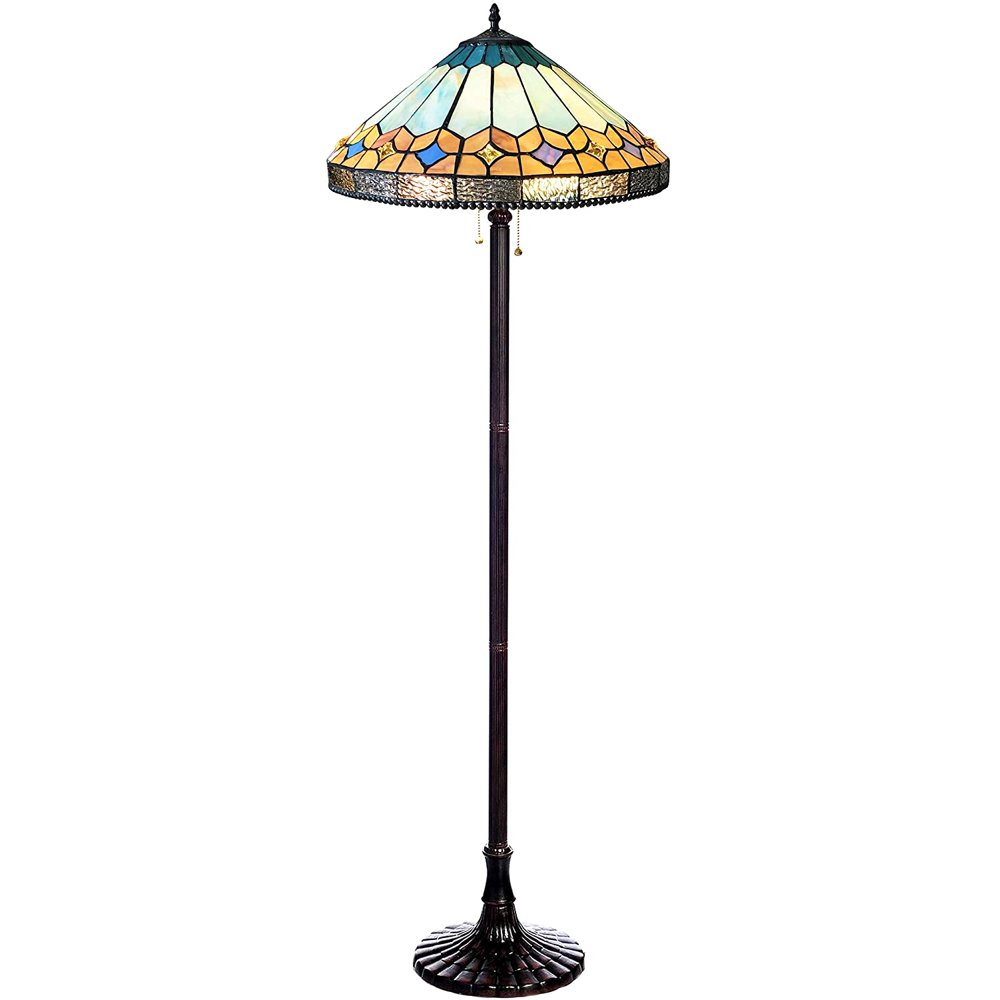 RADIANCE Goods TiffanyStyle Mission Stained Glass Floor Lamp 61" Height