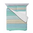 thumbnail image 7 of Quilts Queen Size Bedding Set, Teal Wooden Grain Lightweight Quilted Comforter, Vintage Chic Geometric Ombre Turquoise Soft Reversible Bedspread Coverlet with Pillow Covers for All Season, 90" x 96", 7 of 7