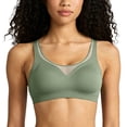 thumbnail image 2 of Plus Size Women's Wireless Tank Top Bra, Mesh Panel & Wide Adjustable Straps, Seamless Breathable Support for All-Day Comfort Green XXL, 2 of 9