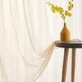 thumbnail image 3 of Beige Sheer Curtains 2 Panels Translucent Light Filtering Rod Pocket Voile Curtain Panels for Bedroom Living Room, 3 of 3