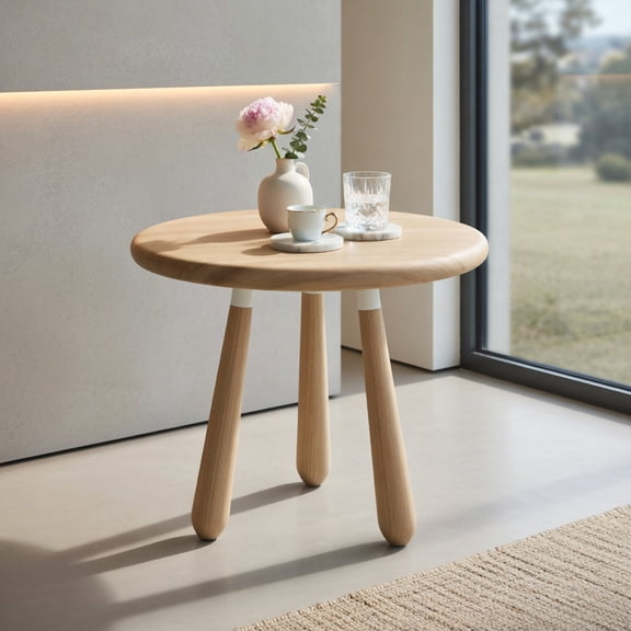 Resenkos 18 Inch Outdoor Mahogany Wood Side Table, Patio Accent Table with Thickened Board for Porch Balcony, Natural