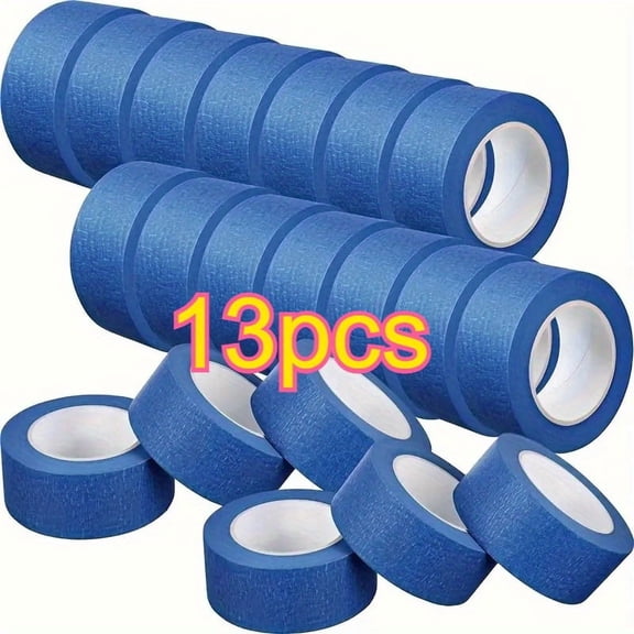 13pcs Blue Painters Tape Set - Removable Masking Tape for Home, Office, DIY Arts & Crafts, Painting, Labeling, and Clean Lines