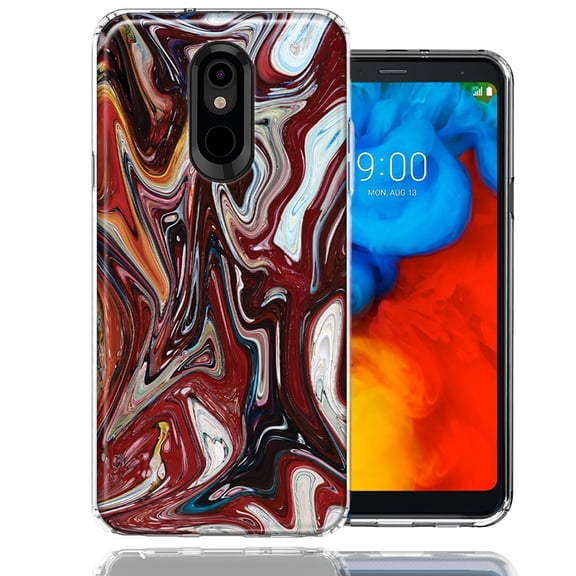 MUNDAZE For LG Stylo 4 Red White Abstract Design Double Layer Phone Case Cover
