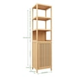 thumbnail image 3 of Storage Tall Slim Cabinet with Shutter Door and 3 Tier Shelves, Freestanding Linen Tower Cabinet for Living Room, Kitchen, Bathroom Organizer, Natural Bamboo, 3 of 8