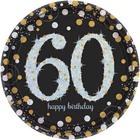 - Sparkling Celebration Prismatic 60th Birthday Lunch Plates (8)