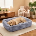 thumbnail image 7 of Exclusivo Mezcla Ribbed Plush Cuddler Dog Bed, 20"×16" Calming Pet Bed with Non-Slip Bottom for Small Dogs, Light Grey, 7 of 7