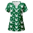 thumbnail image 2 of Christmas Scrub Tops for Women Funny Cute Xmas Print Short Sleeve V-Neck Shirts Trendy Casual Stretch Work Blouses with Pockets, 2 of 4