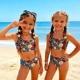 thumbnail image 2 of 4th of July Girls Swimsuit Size 6-7 Two Piece Sets Bikinis Beach Vacation Bathing Suits Summer American Flag Floral Print Girls Clothes Kids Bikini Swim Suit Swimwear Multicolor 1-2 Years, 2 of 8