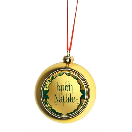 Buon Natale Christmas Buon Natale - Merry Christmas in Italian Gold Bauble Christmas Ornament Ball ()