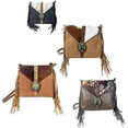 thumbnail image 7 of Urbalabs Western Crossbody Fringe Buckle Cowhair Leather Messenger Teal Stone Tooled Tote Bag Hand Stitched Purses (Dark Brown), 7 of 7