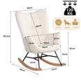 thumbnail image 3 of Mecedora Silla Sillón Reclinable Terciopelo Moderno Individual Blanco, 3 of 9