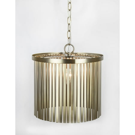 Finished Strips - Grandview Gallery Modern Wind Chime Pendant Lamp Featuring Plated Gold Finish and Unique Hanging Metal Strip Shade - Large Hardwired Hanging Light - Perfect for the Kitchen and Dining Room