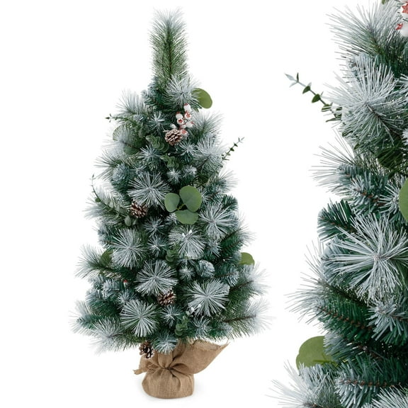 Costway 1 PCS 3 FT Artificial Christmas Tree with 98 Branch Tips Pine Needles Eucalyptus Leaves