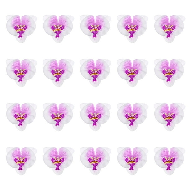 Vorcool 20pcs 9cm mariposas artificiales orquídeas de seda cabezas de flores realistas para la decoración de bodas en el hogar