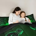 thumbnail image 5 of Manfei Sports Game Queen Comforter Set,Ice Hockey Player Bedding Sets,Neon Green Black Bedding Comforter Set For Children,Breathable Room Decor Reversible,3-Piece, 5 of 8