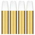 100 Gold Plastic Cups 16 Oz Clear Plastic Cups Tumblers Gold Rimmed