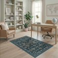 thumbnail image 2 of ODIKA 4'x6' Blue Geometric Floral Elegance Washable Area Rug Intricate Lagoon Inspired Motif Design for Dorm Room, Small Living Stain Resistant Low Profile, Easy Care, 2 of 7