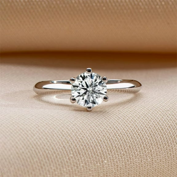1Ct Lab Created Diamond Round Cut Solitaire Ring 14k White Gold Plated