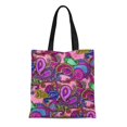 thumbnail image 1 of JSDART Sac Fourre-Tout en Toile Rose Mélange Paisley Rose Rond Motif Henné Fuchsia Chic Sac Réutilisable Épaule Courses, 1 of 1