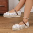 thumbnail image 7 of Samdudou Womens Flats Shoes Closed Toe Mary Jane Slip On Espadrilles Hollow Out Mesh Upper with Adjustable Buckle Strap Lightweight Walking Footwear Casual Summer, 7 of 7