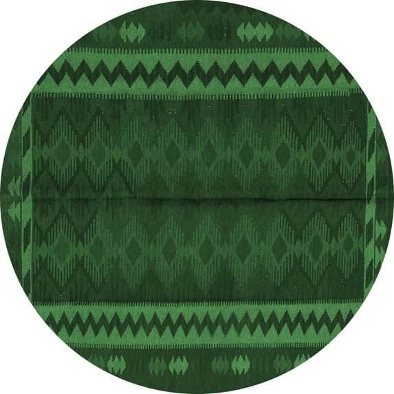 Ahgly Company Indoor Round Southwestern Emerald Green Country Area Rugs, 3' Round